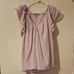 Soft Lavender Ruffle-Sleeve Blouse